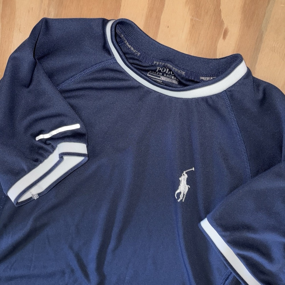 Polo Ralph Lauren Boys Performance Shirt Navy Blue‎ Big Pony Large 14-16